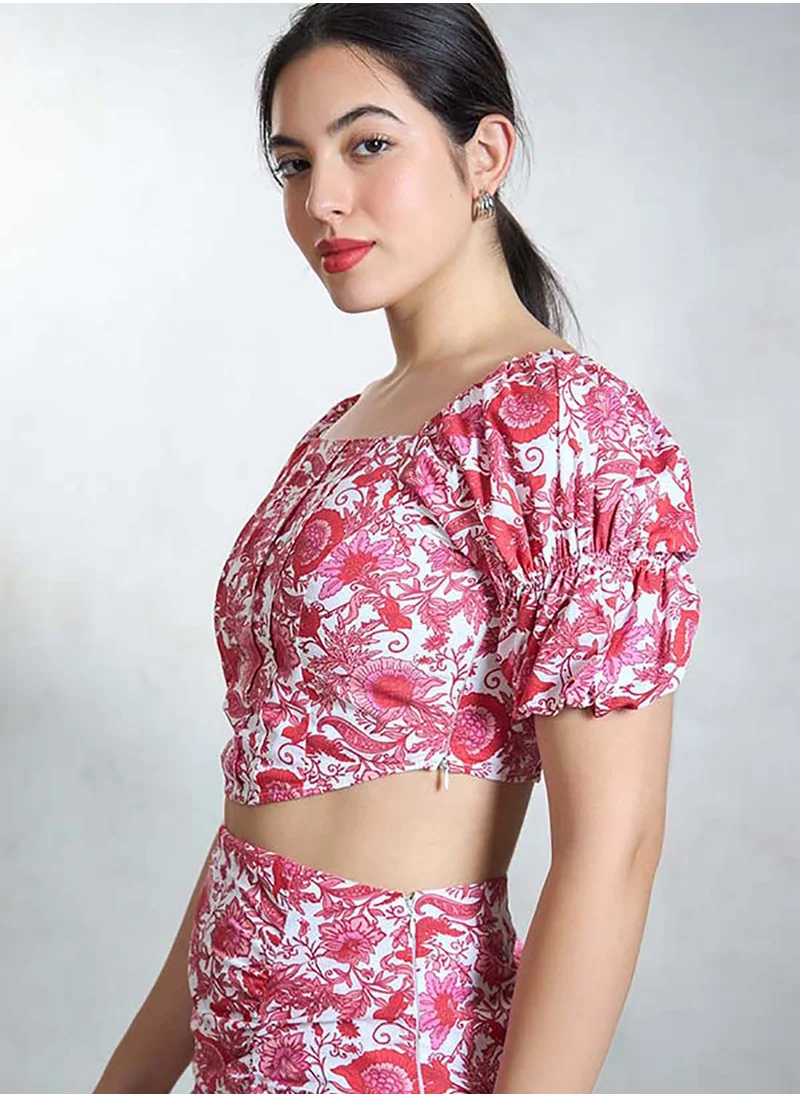 فيرجيو VIRGIO 100% Cotton Floral Printed Corset Top