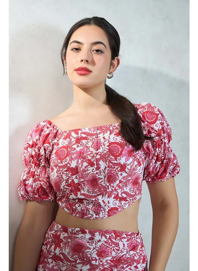 فيرجيو VIRGIO 100% Cotton Floral Printed Corset Top