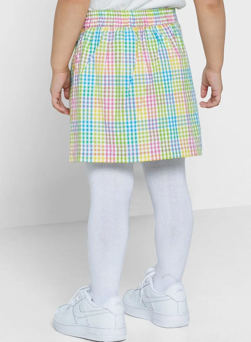 Nautinati Nauti Nati Girls Multi-Coloured Checked Straight Mini Skirt