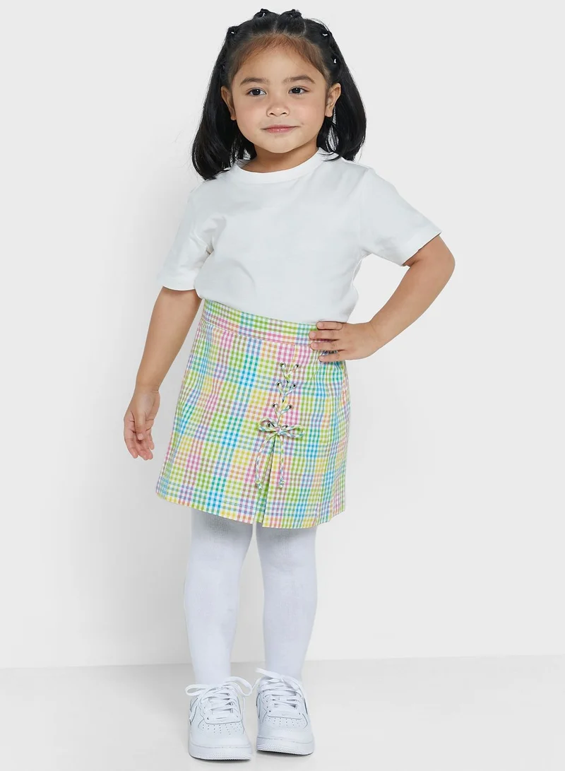 Nautinati Nauti Nati Girls Multi-Coloured Checked Straight Mini Skirt