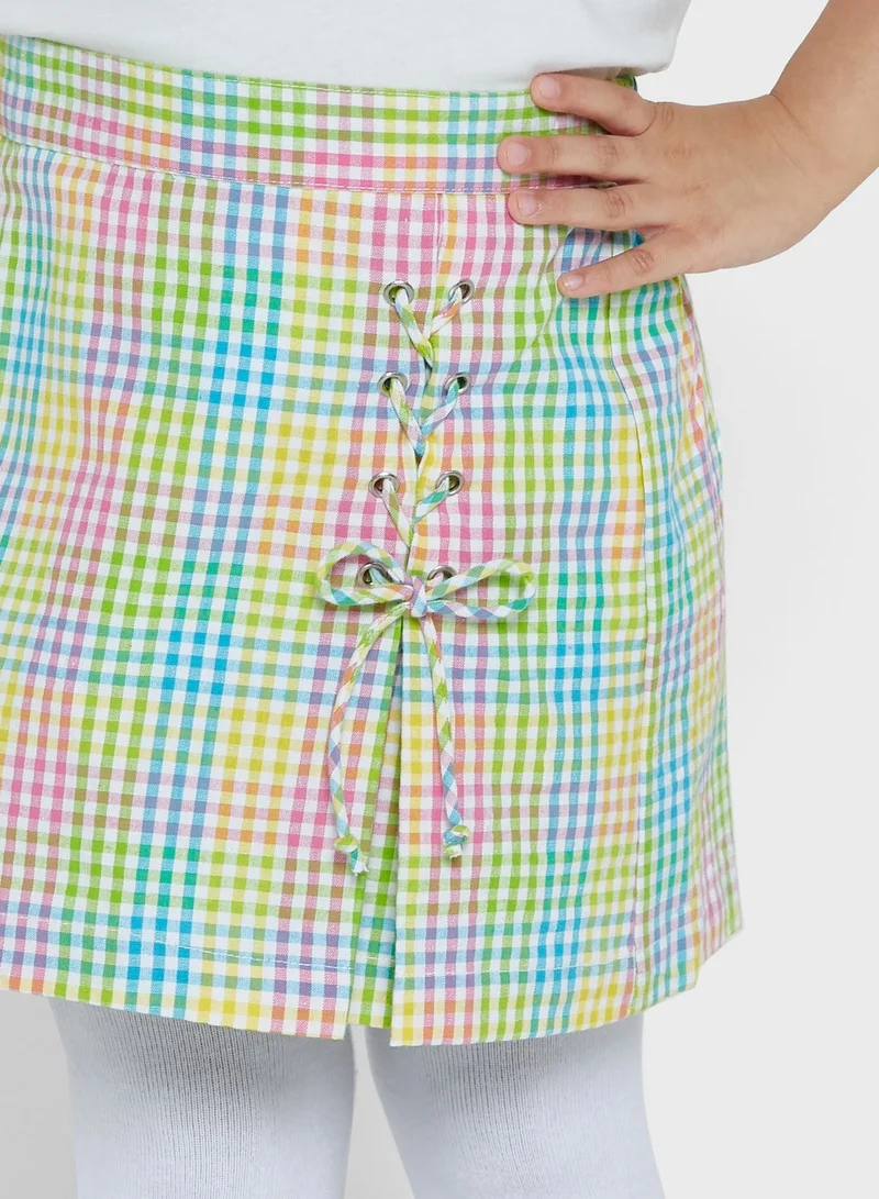 Nautinati Nauti Nati Girls Multi-Coloured Checked Straight Mini Skirt