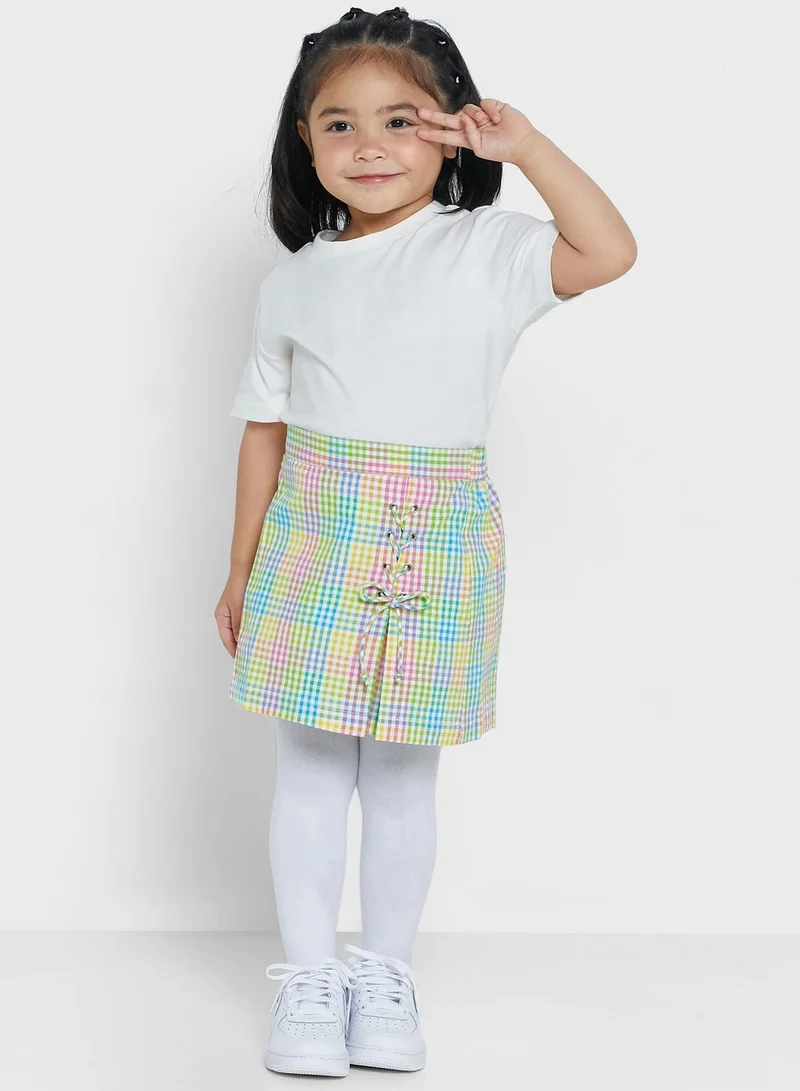 Nautinati Nauti Nati Girls Multi-Coloured Checked Straight Mini Skirt