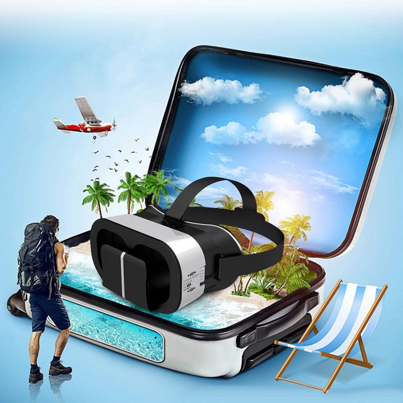 comfrt 2022 Portable VR Glasses with Remote Control, 3D Glasses Virtual Reality for Smart Phone Headset Video Game Movies, 360 ° Panoramic Immersive Experience, Compatible with iOS& Android (A) - Image 2