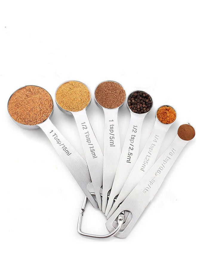 NIBEMINENT 6-Piece Stainless Steel Measuring Spoons Set Silver 13.2 x 3.5 4cm - Image 1