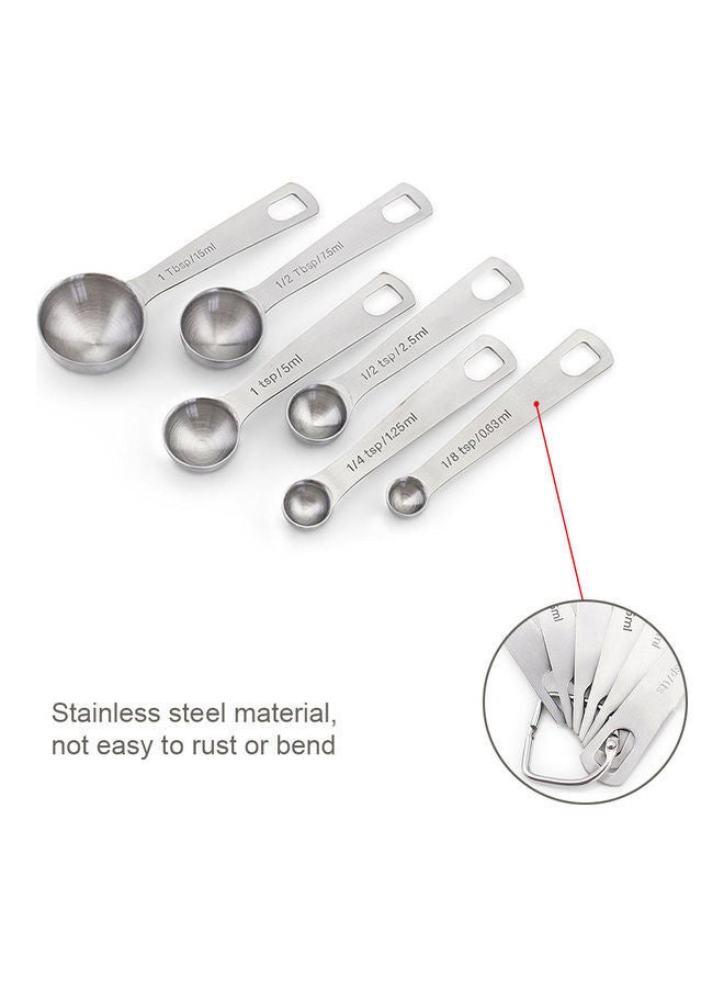NIBEMINENT 6-Piece Stainless Steel Measuring Spoons Set Silver 13.2 x 3.5 4cm - Image 2