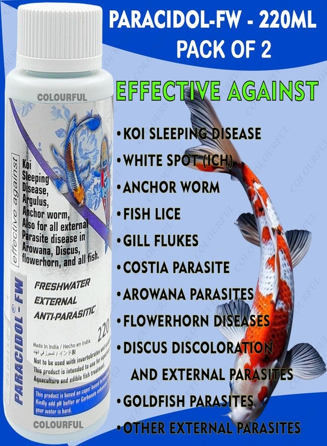 colourful Aquatic Remedies | Broad-Spectrum Antiparasitic Remedy for Freshwater Fish | Effective Against External Parasites, (Paracidol - FW - 220ml), Pack of 2 - Image 2