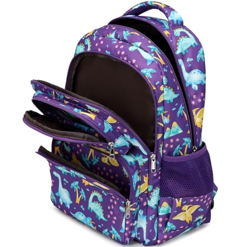 JIANYA Kids Backpacks for School Girls School Bag Kindergarten Emelentary Girls School Backpack with Lunch Box, Dinosaur Purple - Image 3