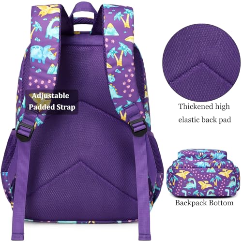 JIANYA Kids Backpacks for School Girls School Bag Kindergarten Emelentary Girls School Backpack with Lunch Box, Dinosaur Purple - Image 4