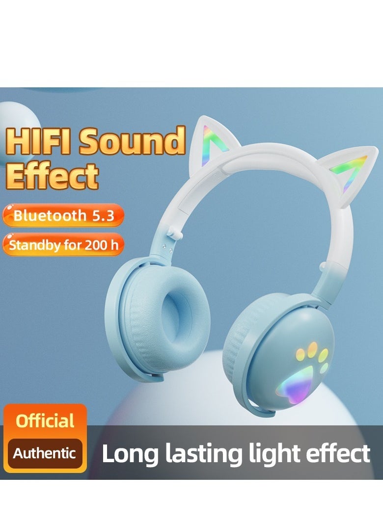 GULFLINK KE-28 Headphone Cute Computer Gaming Over Ear Wireless Headphones Bluetooth Headset Blue  - Image 2