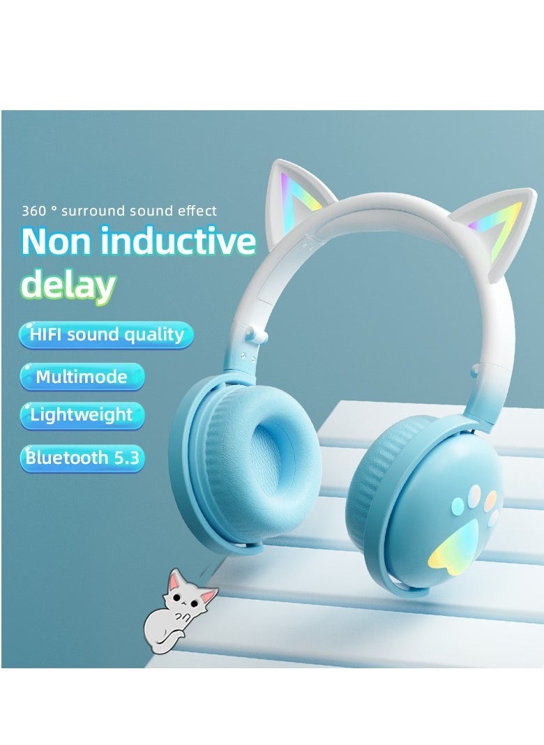 GULFLINK KE-28 Headphone Cute Computer Gaming Over Ear Wireless Headphones Bluetooth Headset Blue  - Image 3
