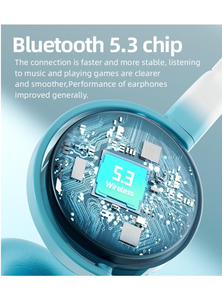 GULFLINK KE-28 Headphone Cute Computer Gaming Over Ear Wireless Headphones Bluetooth Headset Blue  - Image 4