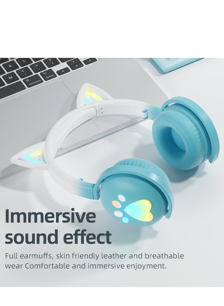 GULFLINK KE-28 Headphone Cute Computer Gaming Over Ear Wireless Headphones Bluetooth Headset Blue  - Image 5