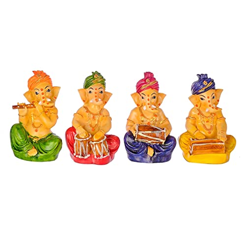 Piepot Playing Flute Ganesh Idol Statue Best for Home & Office Decor (Musical Ganesh) | Lord Ganesha Statue for Home | Hindu god Idol | Ganesh murti for Office - Image 2