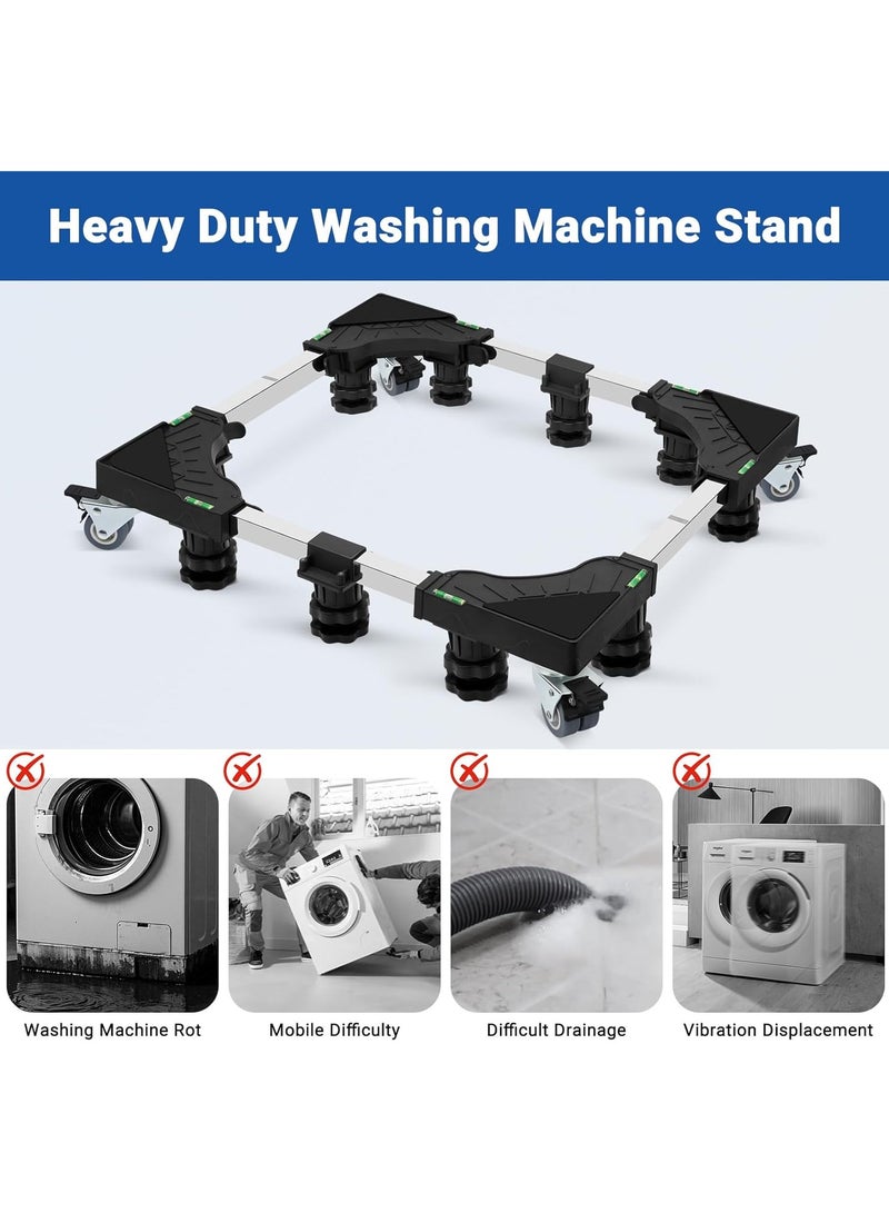 YelaJoy قاعدة غسالة بحجم كامل 24-31 بوصة مع 4 عجلات و 10 أقدام لعربة الغسالة والمجفف وحامل الثلاجة المصغر - Image 2