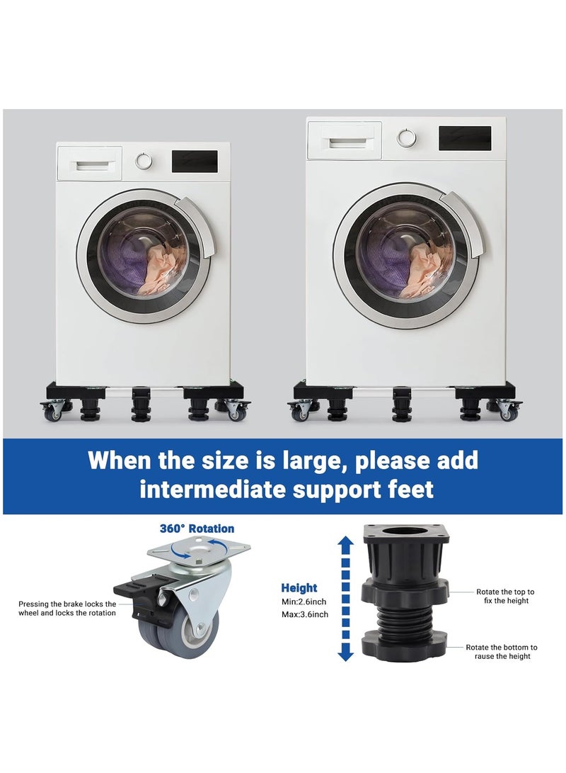 YelaJoy قاعدة غسالة بحجم كامل 24-31 بوصة مع 4 عجلات و 10 أقدام لعربة الغسالة والمجفف وحامل الثلاجة المصغر - Image 3