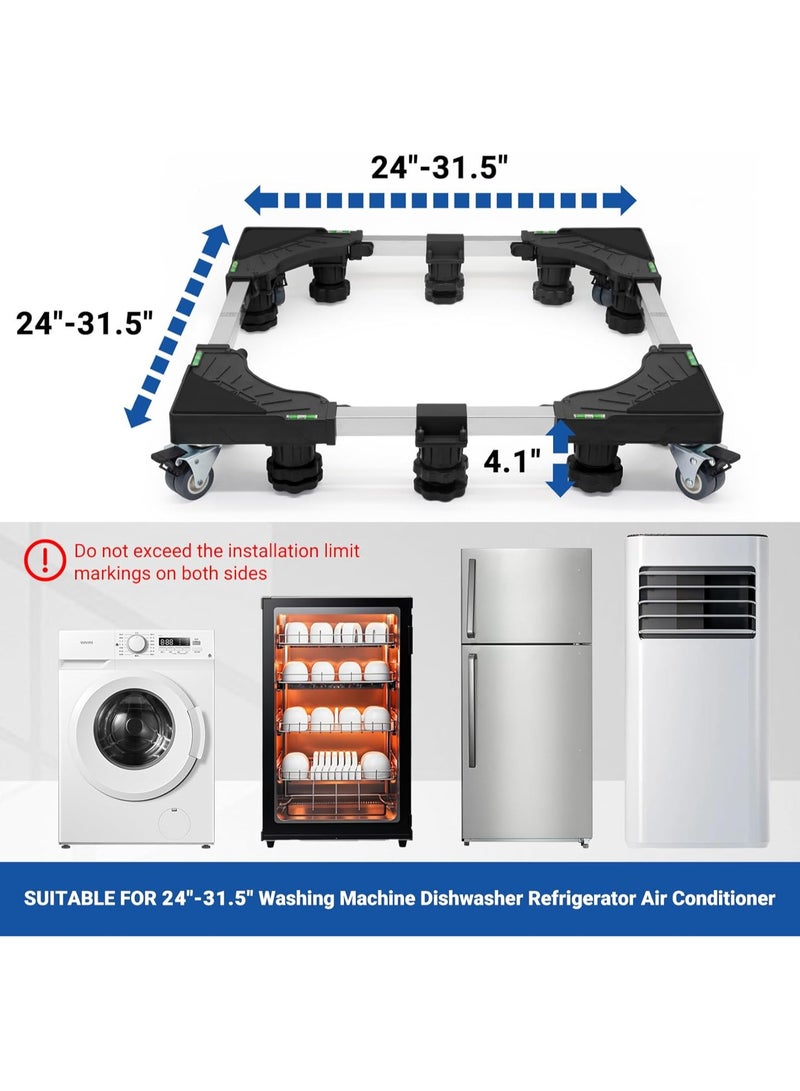 YelaJoy قاعدة غسالة بحجم كامل 24-31 بوصة مع 4 عجلات و 10 أقدام لعربة الغسالة والمجفف وحامل الثلاجة المصغر - Image 4
