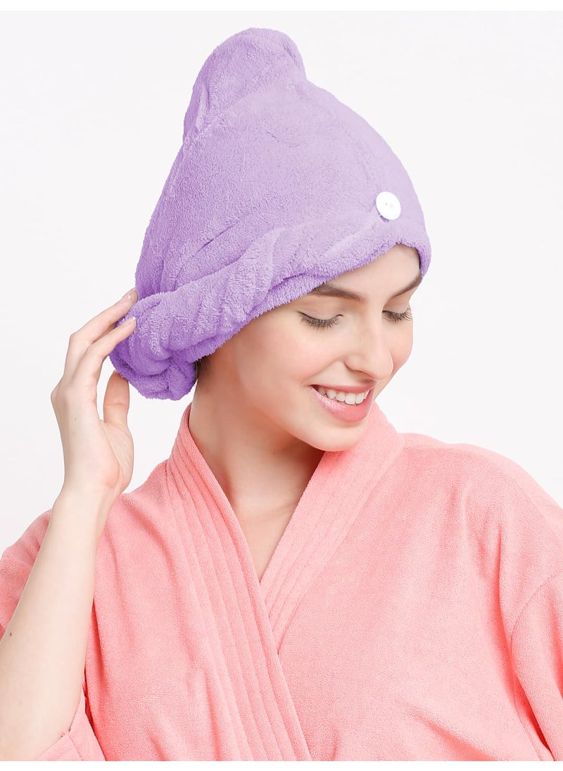 Cortina Cortina Microfiber Hair Towel Cap Soft Absorbent Quick Drying Cap for Curly Thick Hair Wrap Cap for Women GirlsPack of 1Purple  - Image 1