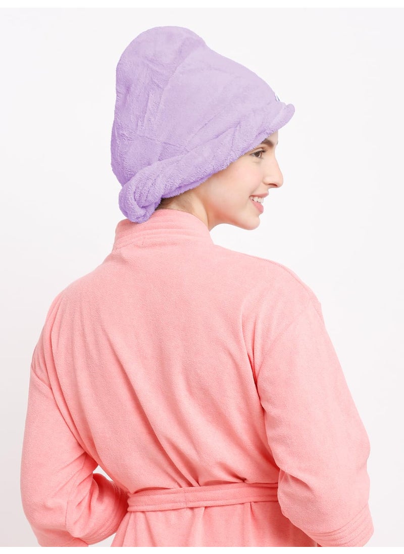 Cortina Cortina Microfiber Hair Towel Cap Soft Absorbent Quick Drying Cap for Curly Thick Hair Wrap Cap for Women GirlsPack of 1Purple  - Image 3
