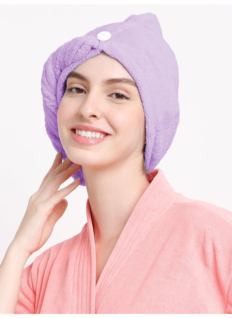 Cortina Cortina Microfiber Hair Towel Cap Soft Absorbent Quick Drying Cap for Curly Thick Hair Wrap Cap for Women GirlsPack of 1Purple  - Image 2