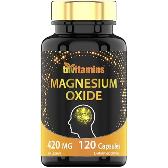 tnvitamins Magnesium Oxide 420mg - 120 Capsules | 4 Month Supply! | 100% Daily Value of Magnesium Oxide in One Capsule | Oxido de Magnesio | Non-GMO, Made in The USA - Image 1