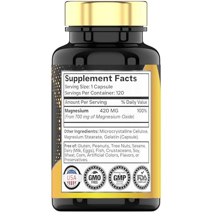 tnvitamins Magnesium Oxide 420mg - 120 Capsules | 4 Month Supply! | 100% Daily Value of Magnesium Oxide in One Capsule | Oxido de Magnesio | Non-GMO, Made in The USA - Image 2