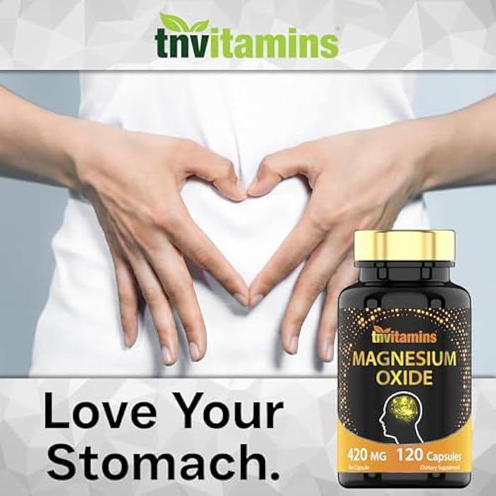 tnvitamins Magnesium Oxide 420mg - 120 Capsules | 4 Month Supply! | 100% Daily Value of Magnesium Oxide in One Capsule | Oxido de Magnesio | Non-GMO, Made in The USA - Image 4