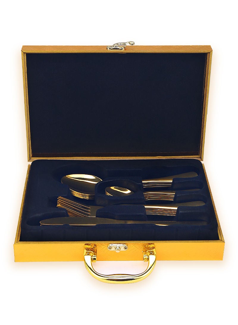 Sunhome طقم أدوات مائدة من الفولاذ المقاوم للصدأ 24 قطعة ذهبي - Image 5
