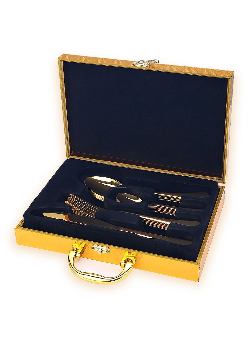 Sunhome طقم أدوات مائدة من الفولاذ المقاوم للصدأ 24 قطعة ذهبي - Image 3