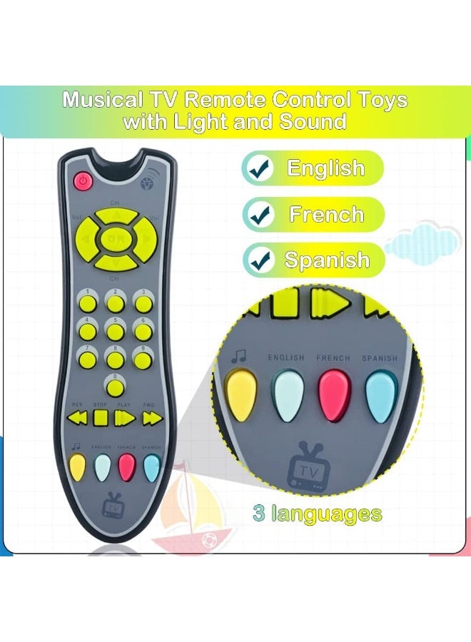 TOY GARDEN Baby TV Remote Control Learning Toy, for 18 Months+ Baby,My First Learning Toy with 3 Languages Encourage Babies and Toddlers to Learn Numbers, Educational Kids Toy(Gray Body Colored Buttons) - Image 3