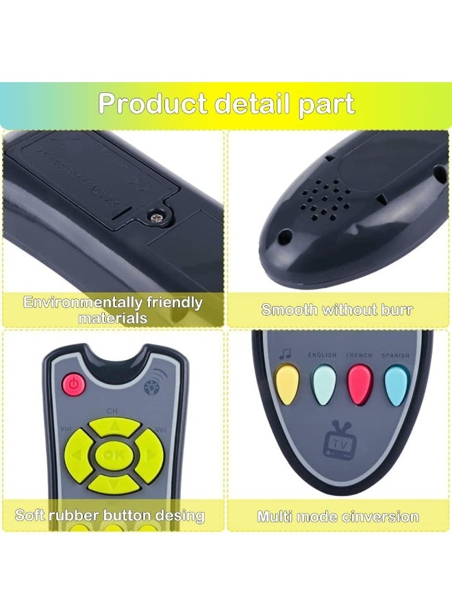 TOY GARDEN Baby TV Remote Control Learning Toy, for 18 Months+ Baby,My First Learning Toy with 3 Languages Encourage Babies and Toddlers to Learn Numbers, Educational Kids Toy(Gray Body Colored Buttons) - Image 4