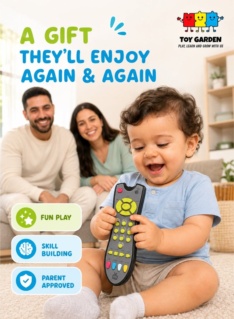 TOY GARDEN Baby TV Remote Control Learning Toy, for 18 Months+ Baby,My First Learning Toy with 3 Languages Encourage Babies and Toddlers to Learn Numbers, Educational Kids Toy(Gray Body Colored Buttons) - Image 3
