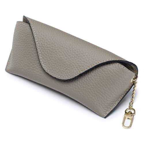 EutDett Genuine Leather Sunglasses Case, Portable Soft Travel Sun Glasses Case with Hanging Hook, Eye Glasses Storage Shell Pouch for Women Men - Image 1