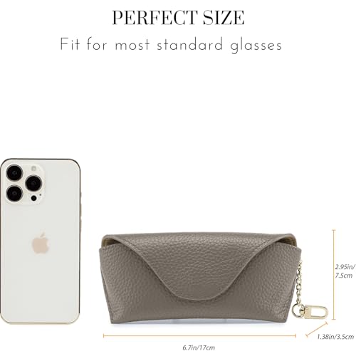EutDett Genuine Leather Sunglasses Case, Portable Soft Travel Sun Glasses Case with Hanging Hook, Eye Glasses Storage Shell Pouch for Women Men - Image 3