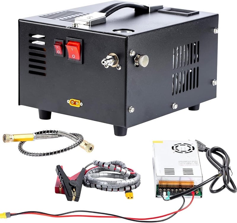 HOOMFIT PCP portable air compressor, PCP compressor pump, 4500Psi/30Mpa, without oil and water cooling, built-in cooling fan, 12V DC/220V dual power supply - Image 1