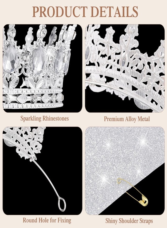 Tondiamo 8 Pcs Crowns and Tiaras Jewelry Sets Costume Jewelry for Women Crystal Earrings Necklace Bracelet Rhinestone Queen Headband Birthday Wedding Bridal Pageant Party Ceremony Cake Topper - Image 4