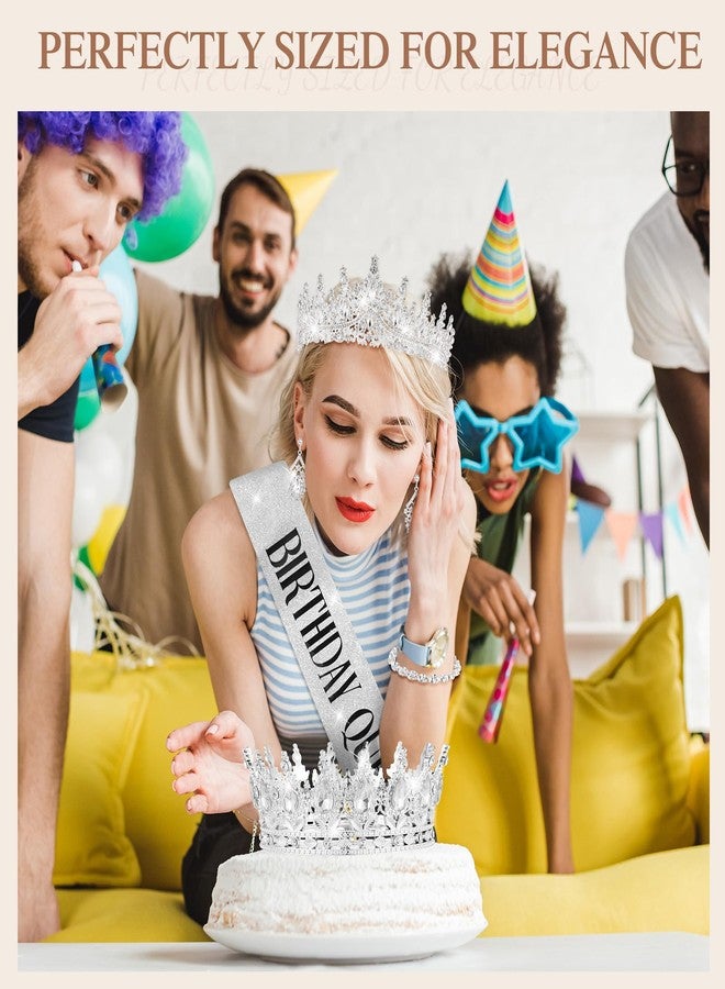 Tondiamo 8 Pcs Crowns and Tiaras Jewelry Sets Costume Jewelry for Women Crystal Earrings Necklace Bracelet Rhinestone Queen Headband Birthday Wedding Bridal Pageant Party Ceremony Cake Topper - Image 5