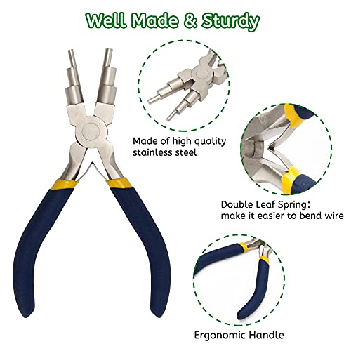 Coolrunner 6 In 1 Wire Looping Pliers With Anti Slip Handle - Bail Making Pliers for Jewelry Making Wire Bending Tool for Bending 3-10mm Bails, Loops, Hooks, Jump Rings - Image 3