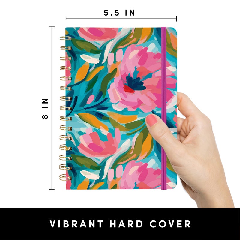 PAPERAGE Lined Spiral Journal Notebook, (Painted Floral), 160 Pages, Hardcover Journal for Women & Men, Medium 5.5 in x 8 in - 100 GSM, Thick Paper, Spiral Notebook for Work, School & Journaling - Image 2