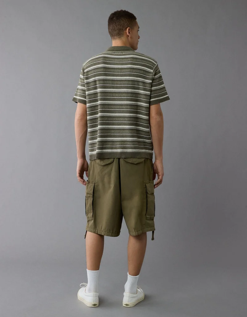 امريكان ايجل تي-شيرت بولو ويكند بتصميم كنزة مزين بخطوط