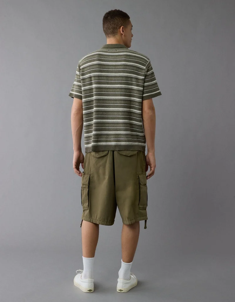 American Eagle AE Weekend Striped Sweater Polo Shirt