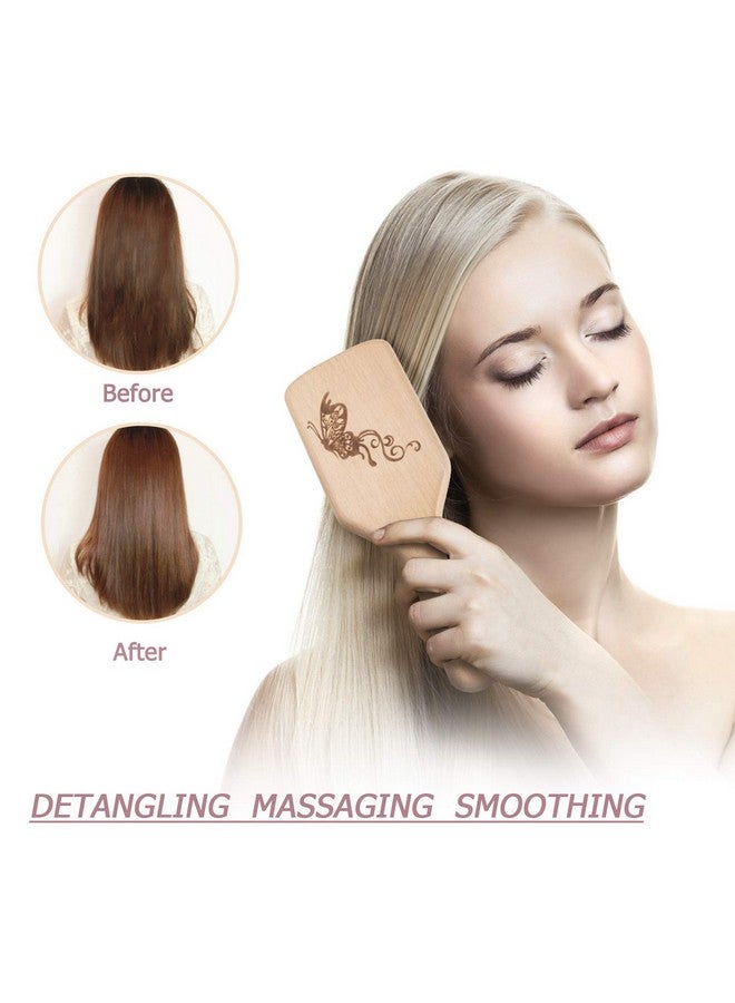 URTHEONE Boar Bristle Hair Brush and Comb Set for Women Men Kids, Best Natural Wooden Paddle Hairbrush and Small Travel Styling Brush for Wet or Dry Hair Detangling Smoothing Massaging - Image 2