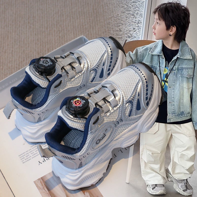 Rotating Buckle Children'S Shoes 2025 New Boys' Breathable Mesh Sneaker Girls' Torre Shoes Children'S Running Shoes - Image 3