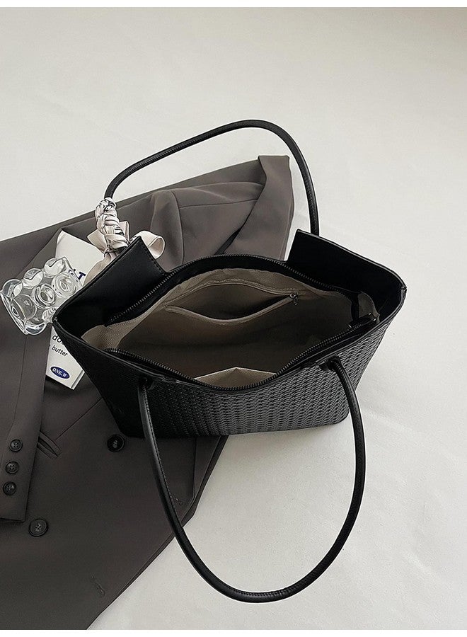 SIBY Checkered Design Top Handle Shoulder Bags for Women's with Bow Ribbon (Black) - Image 4