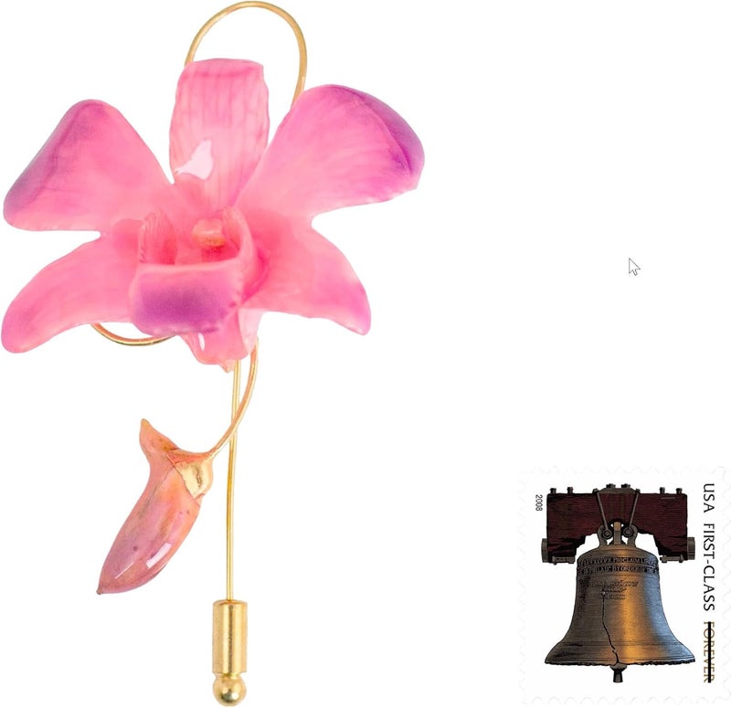 NOVICA Handmade Gold Plated Pin  Artisan Crafted Brooch  Natural Flower Design  Gold Plated Dendrobium Orchid  Long Needle  Suit Coat Accessory  Thailand Floral  Eternal Orchid 3 L x 18 W x - Image 5