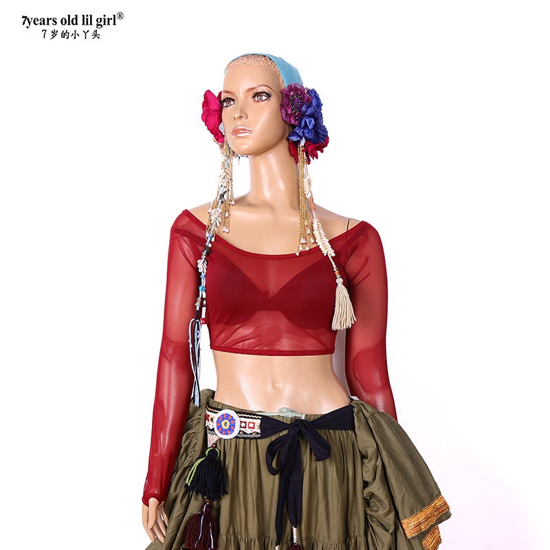 Belly Dance Top Brand Design 2024 Spring And Taiwan Shuisha Shoulderless Fingers Cg201 - Image 2