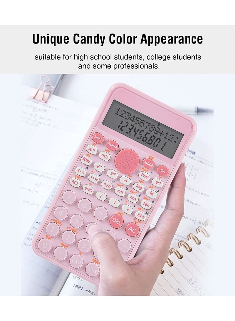2-Line Standard Scientific Calculator, Portable and Cute School Office Supplies, Suitable for Primary School to College Student Use - Pink - Image 4