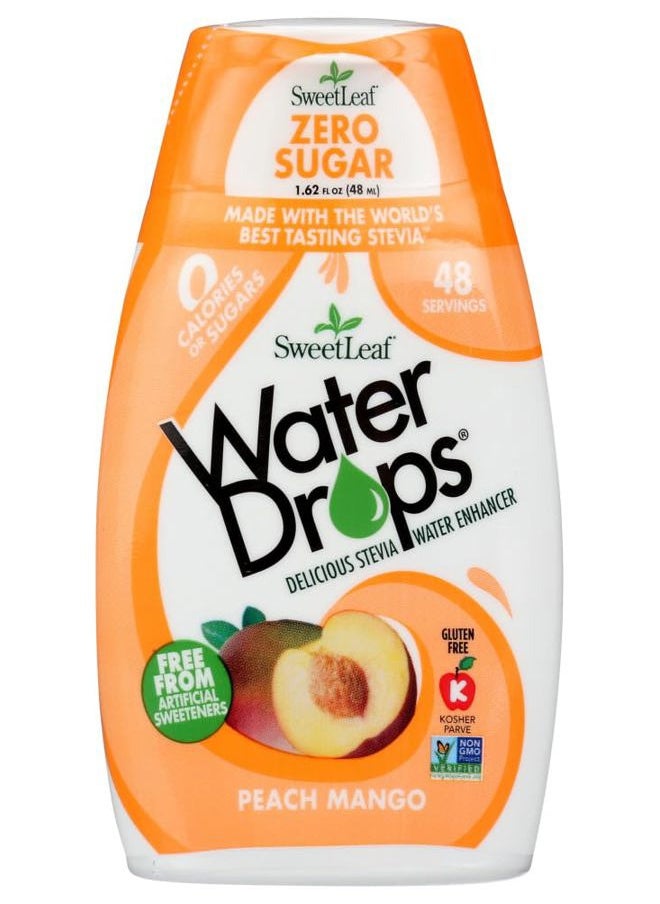 SweetLeaf - Water Flavoring Drops- Stevia Water Enhancer, Sugar Free, Zero Calorie Water Additive for Flavor, Contains Monk Fruit Extract, Gluten Free, Keto Friendly- Peach Mango, 1.62 Fl Oz (Pack of 1) - Image 1