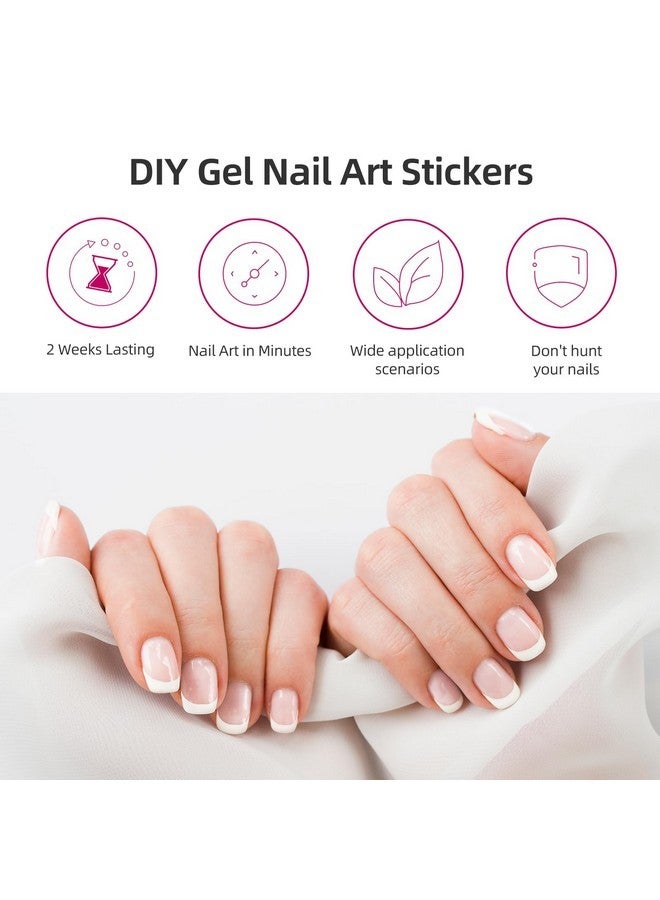 DUKASOU Semi Cured Gel Nail Strips, 28 Pcs Gel Nail Stickers Full Nail Wraps, Work With Any Uv Lamp, Salon-Quality, Long Lasting, Includes Prep Pads, Nail File & Wood Stick (French)  - Image 4