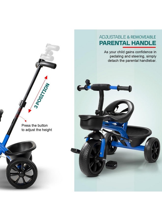 BAYBEE Baybee Baby Tricycle for Kids, Smart Plug & Play Kids Cycle with Eva Wheels, Bell, Storage Baskets & High Backrest | Kids Tricycle Trike | Baby Cycle for Kids 2 to 5 Years Boy Girl (Pro Blue)  - Image 3