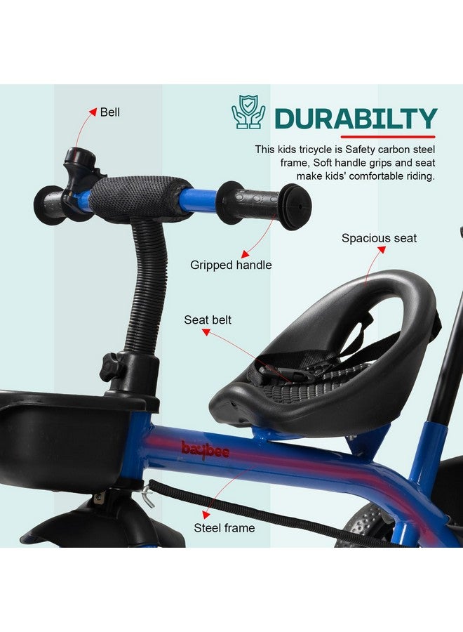 BAYBEE Baybee Baby Tricycle for Kids, Smart Plug & Play Kids Cycle with Eva Wheels, Bell, Storage Baskets & High Backrest | Kids Tricycle Trike | Baby Cycle for Kids 2 to 5 Years Boy Girl (Pro Blue)  - Image 4